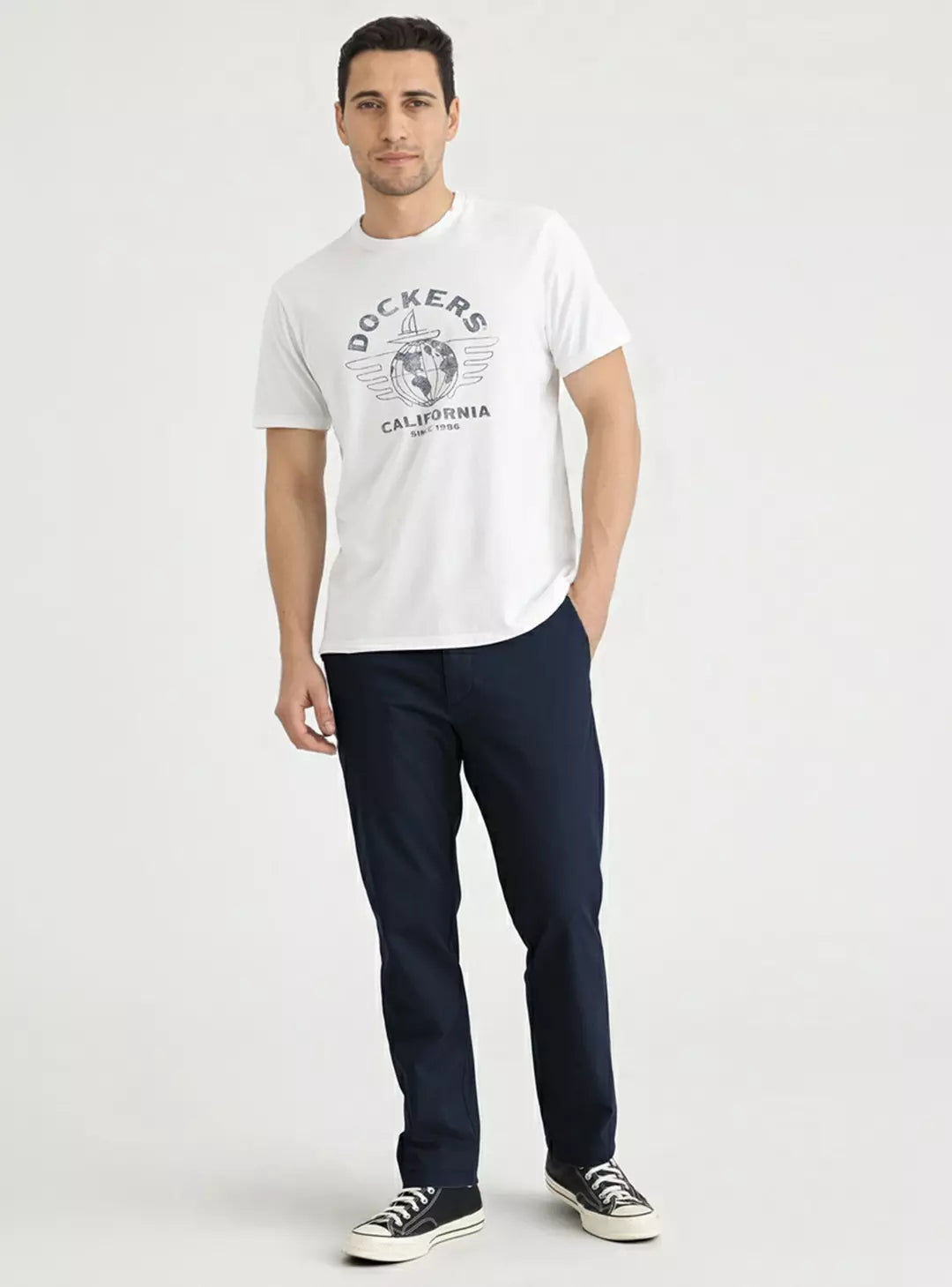 Pantalón Hombre Slim Fit Recto Tiro Medio Azul