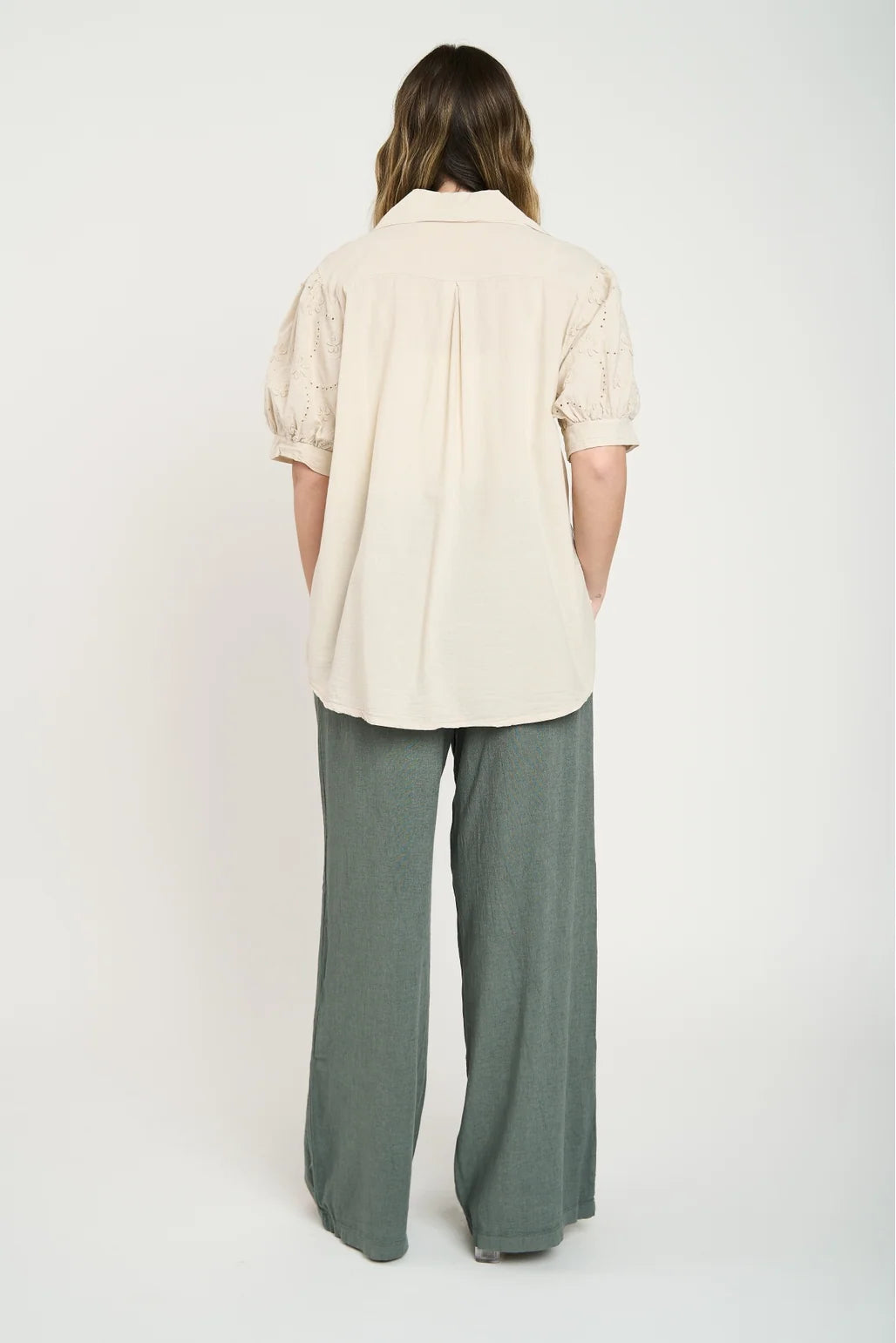 Blusa Manga Corta Mujer Beige