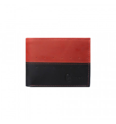 Billetera Hombre Cuero Natural Brigthon Rojo Negro