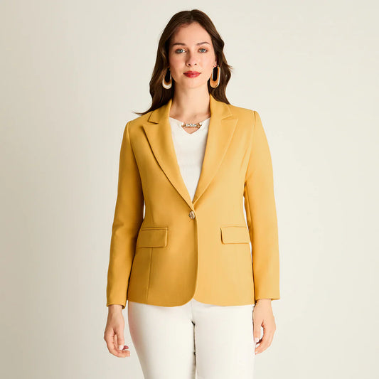 Blazer Mujer Mostaza con Solapa Clásica