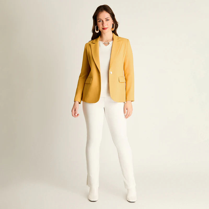 Blazer Mujer Mostaza con Solapa Clásica