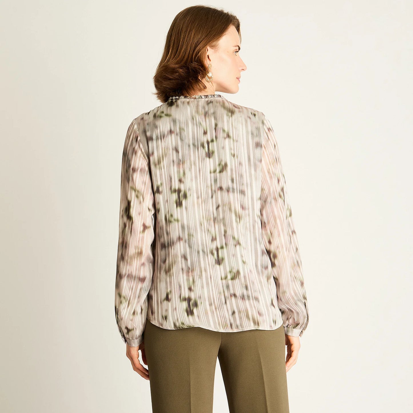 Blusa Mujer Arena Estampada con Lazo