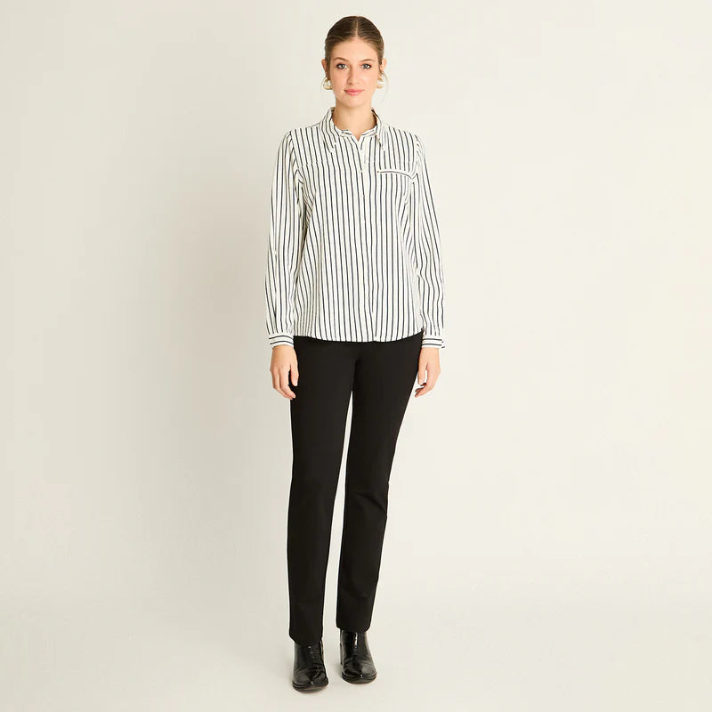Blusa Mujer Blanca con Rayas Finas