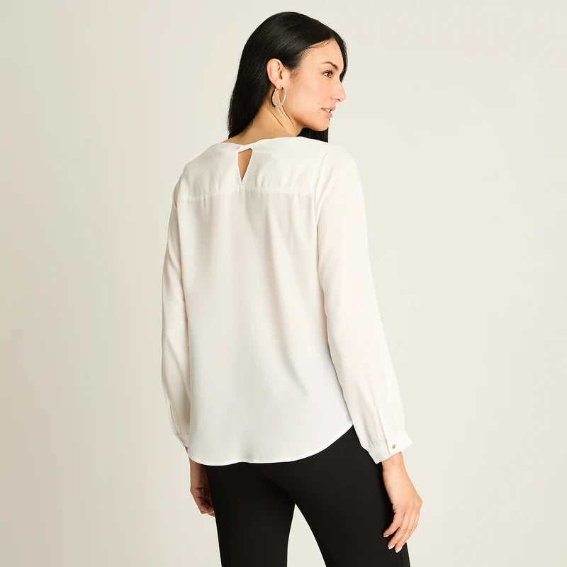 Blusa Mujer Crudo con Manga 3/4 Roll-Up