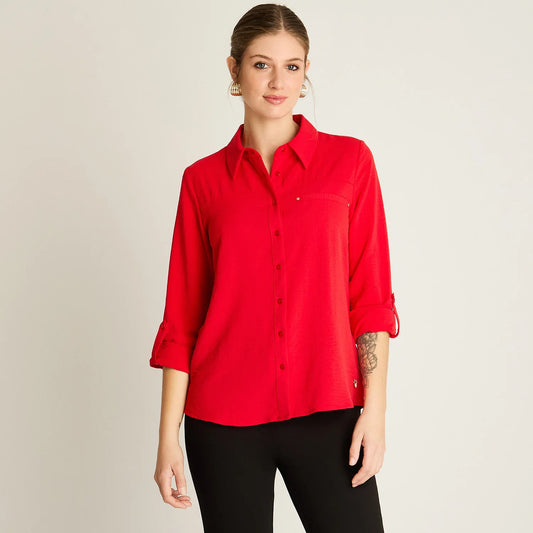 Blusa Mujer Roja de Botones