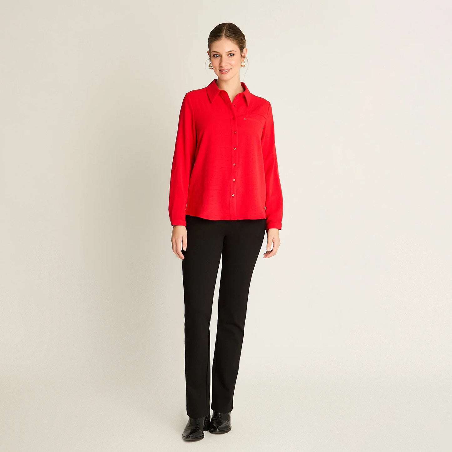 Blusa Mujer Roja de Botones