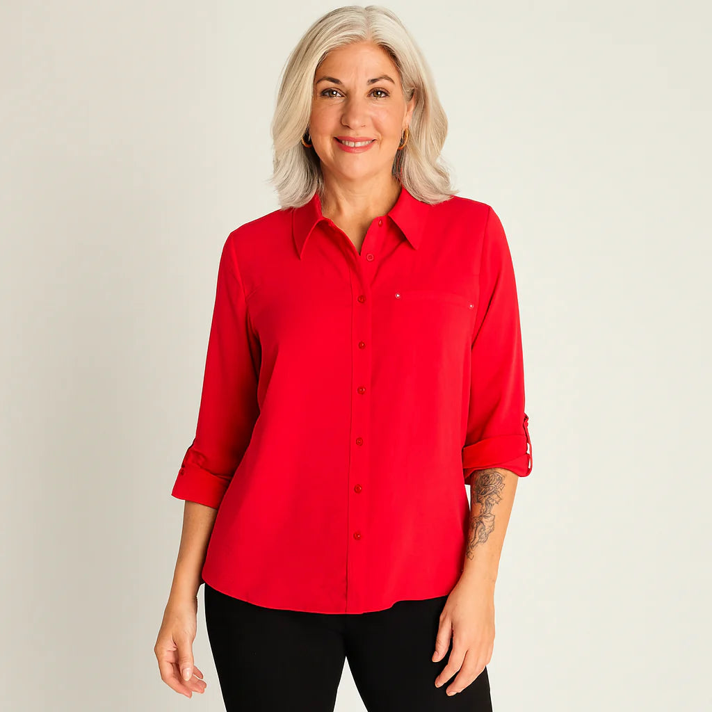 Blusa Mujer Roja de Botones