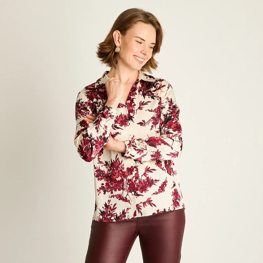 Blusa Mujer Rosada con Estampado Floral