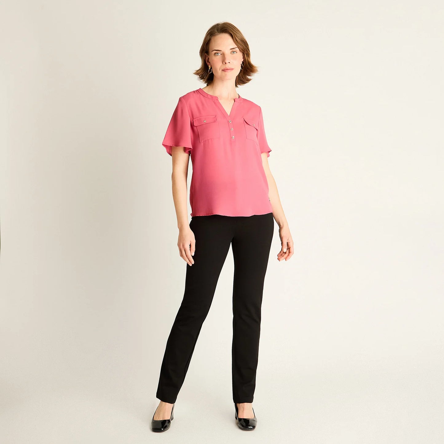 Blusa Mujer Rosado con Bolsillos Frontales