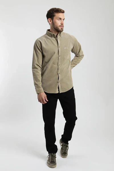 Camisa Hombre manga larga corduroy olivo Froens
