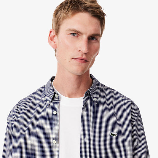camisa-hombre-de-algodón-a-cuadros-de-corte-regular-blanco/navy