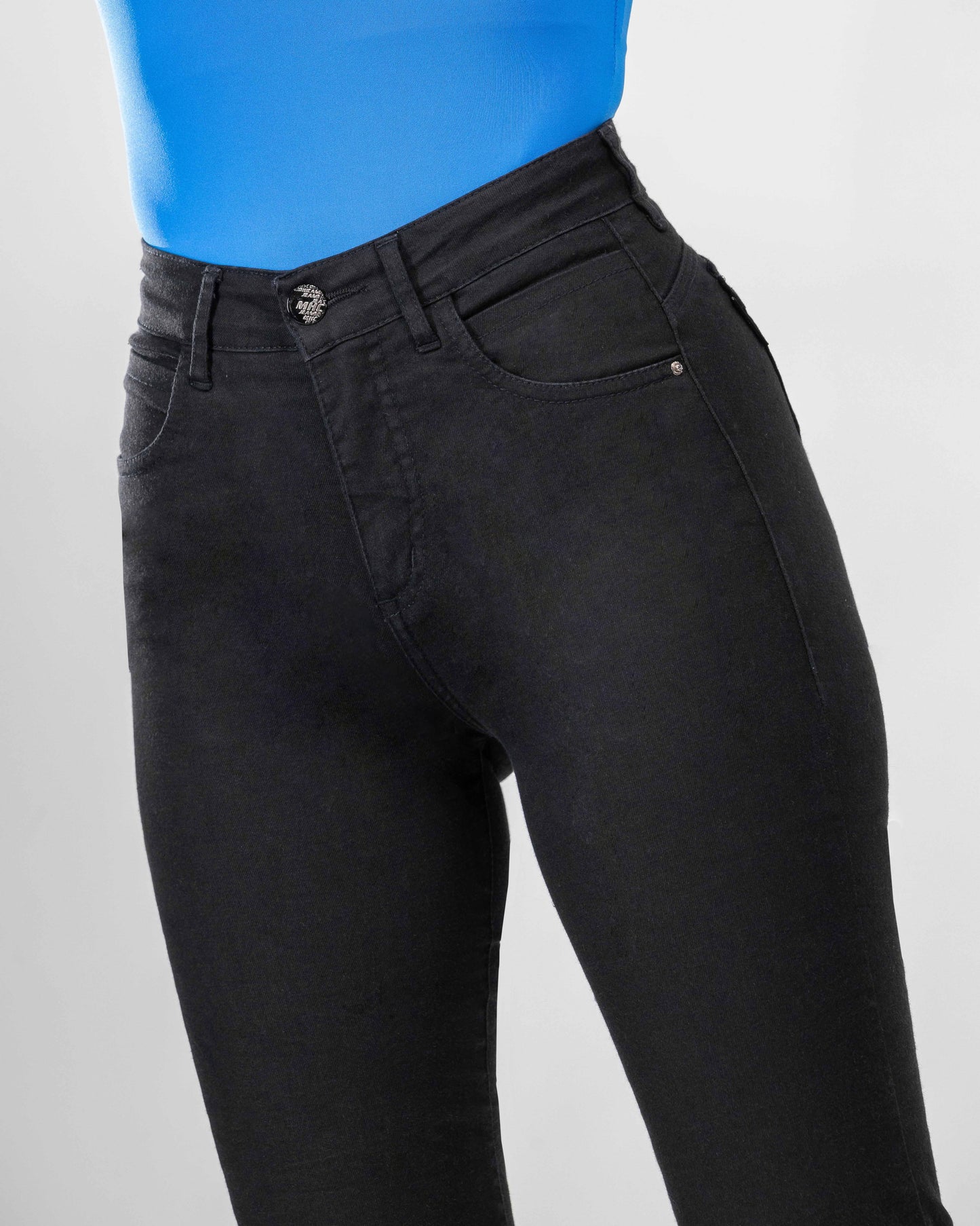 Jeans Mujer Flare Kim 3781 Efecto Faja Negro