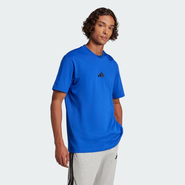 Polera Hombre Essentials Small Logo de Punto Sencillo Azul