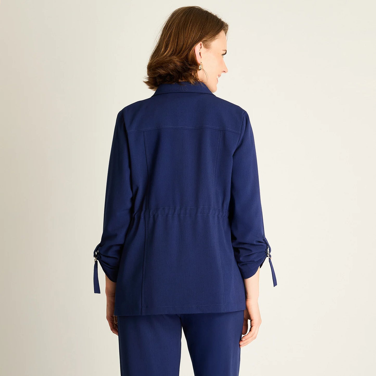 Chaqueta Mujer Azul con Ajuste en la Cintura