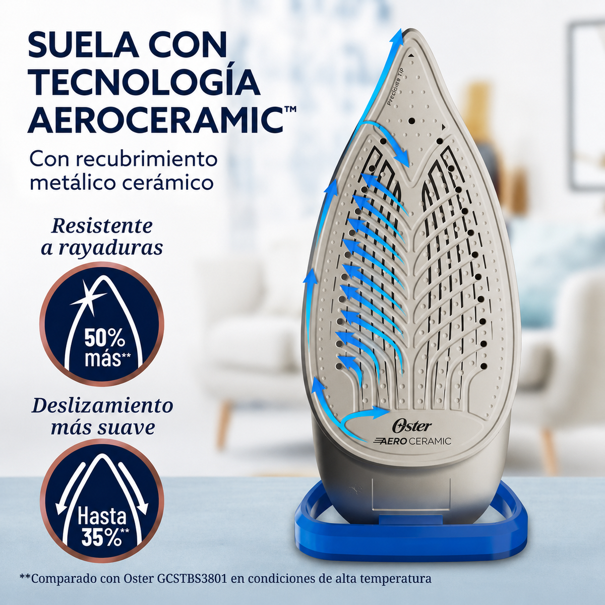 Plancha Oster AeroGlide Max S7800 Vapor 200g Modo Eco