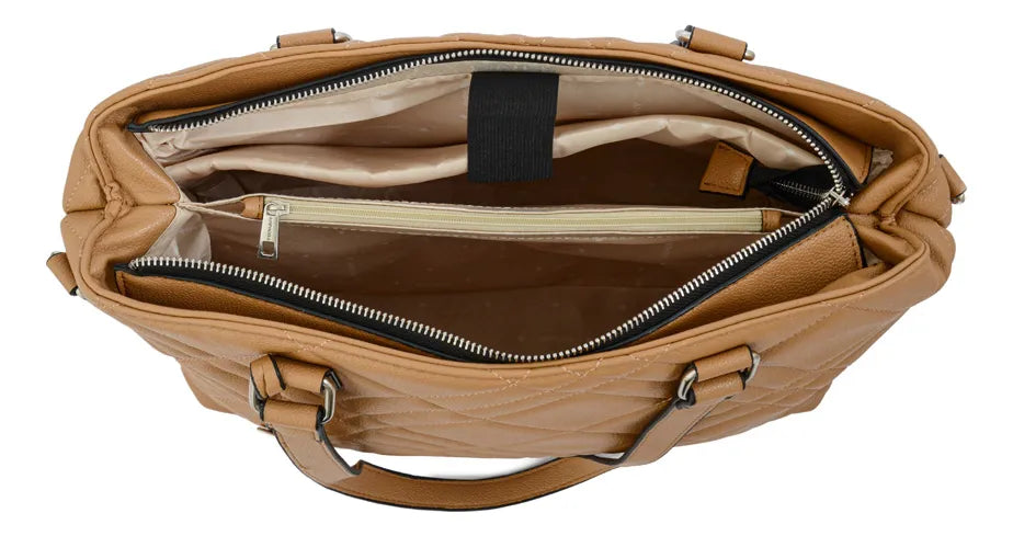 Cartera Mujer Dos Asas Porta Notebook Anisa Grande Camel