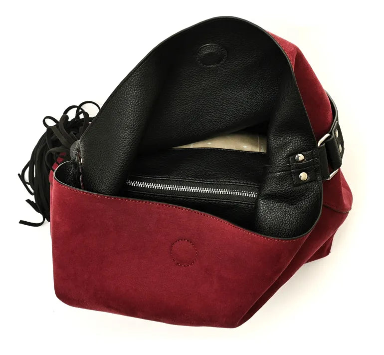 Cartera Mujer Corte Recto Reversible Grande Raven Burdeo