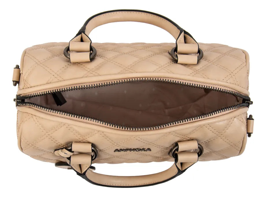 Cartera Mujer Dos Asas Baul Tamy Mediana Beige
