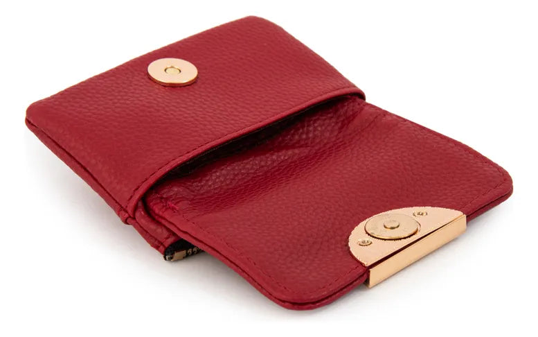 Monedero Mujer Con Bolsillo Frontal Pequeña Naty Rojo Oscuro