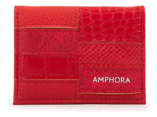 Tarjetero Mujer Con Ventana Aina Rojo