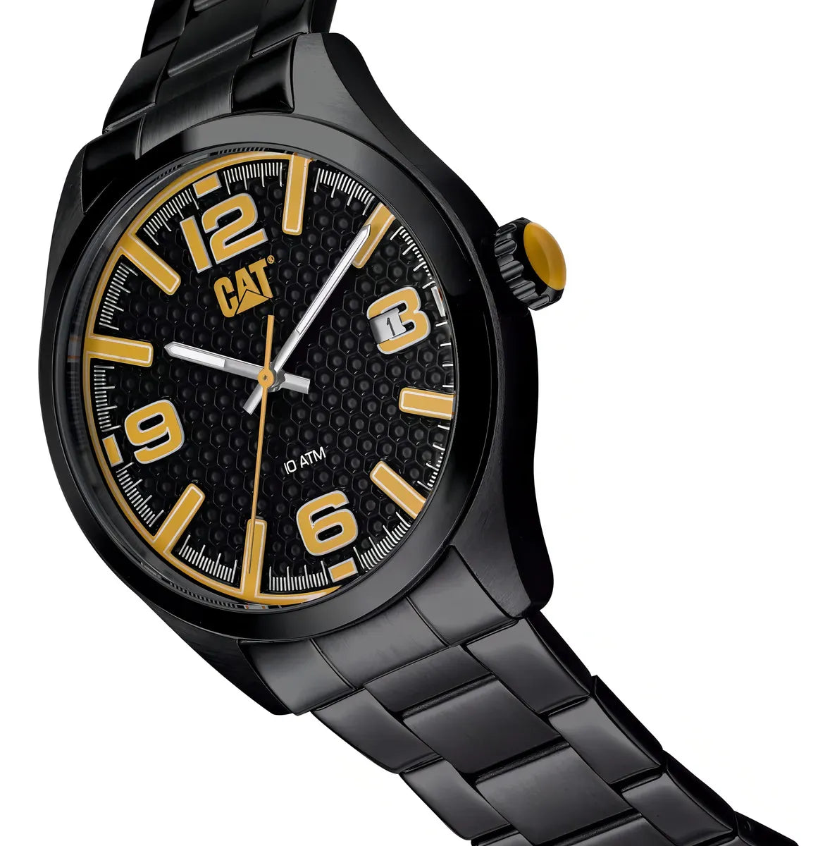 Reloj Hombre Caterpillar H-dial Sumergible Malla Acero Negra Qa.161 Color De La Malla Qa.161.16.137