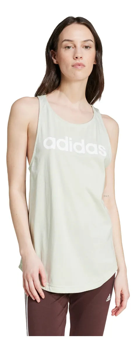 Polera Mujer Sin Mangas Essentials Logo Holgado Verde Claro
