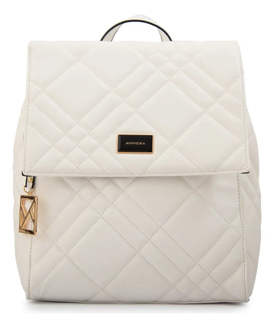 Mochila Mujer Con Tapa Anisa Mediana Blanco