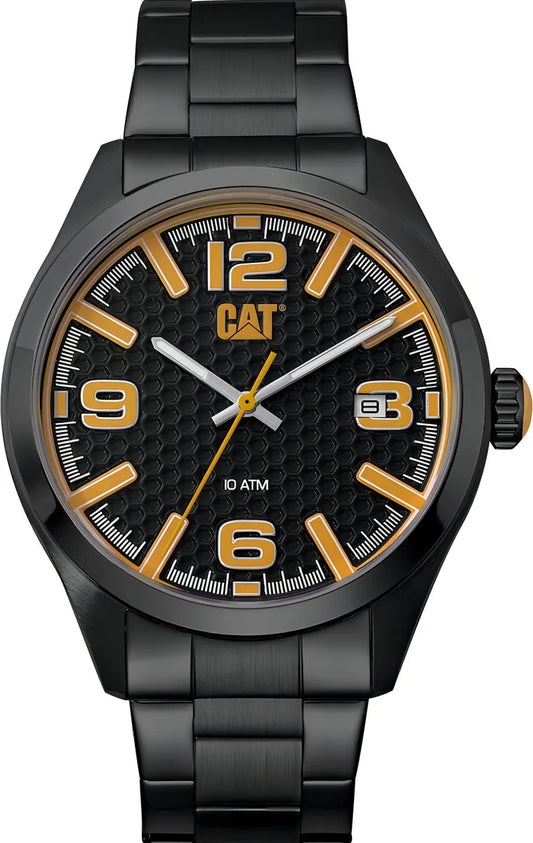 Reloj Hombre Caterpillar H-dial Sumergible Malla Acero Negra Qa.161 Color De La Malla Qa.161.16.137