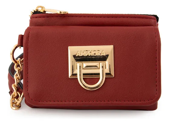 Monedero Mujer Con Bolsillo Frontal Pequeña Grecia Rojo Oscuro