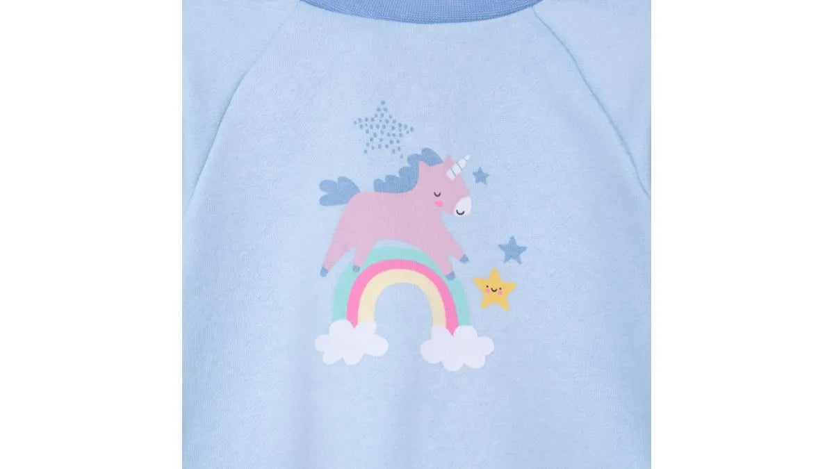 Pijama Bebé Niña Manga Larga Unicornio Celeste