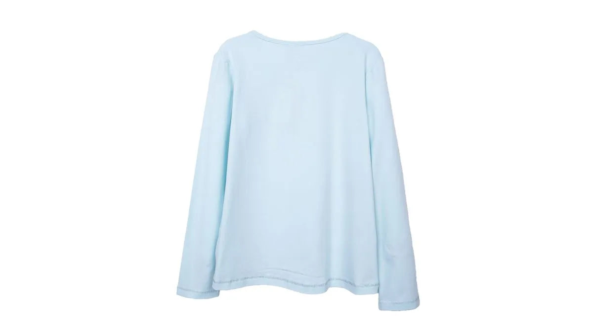 Polera Niña Manga Larga Estampado Floral Palo Aqua