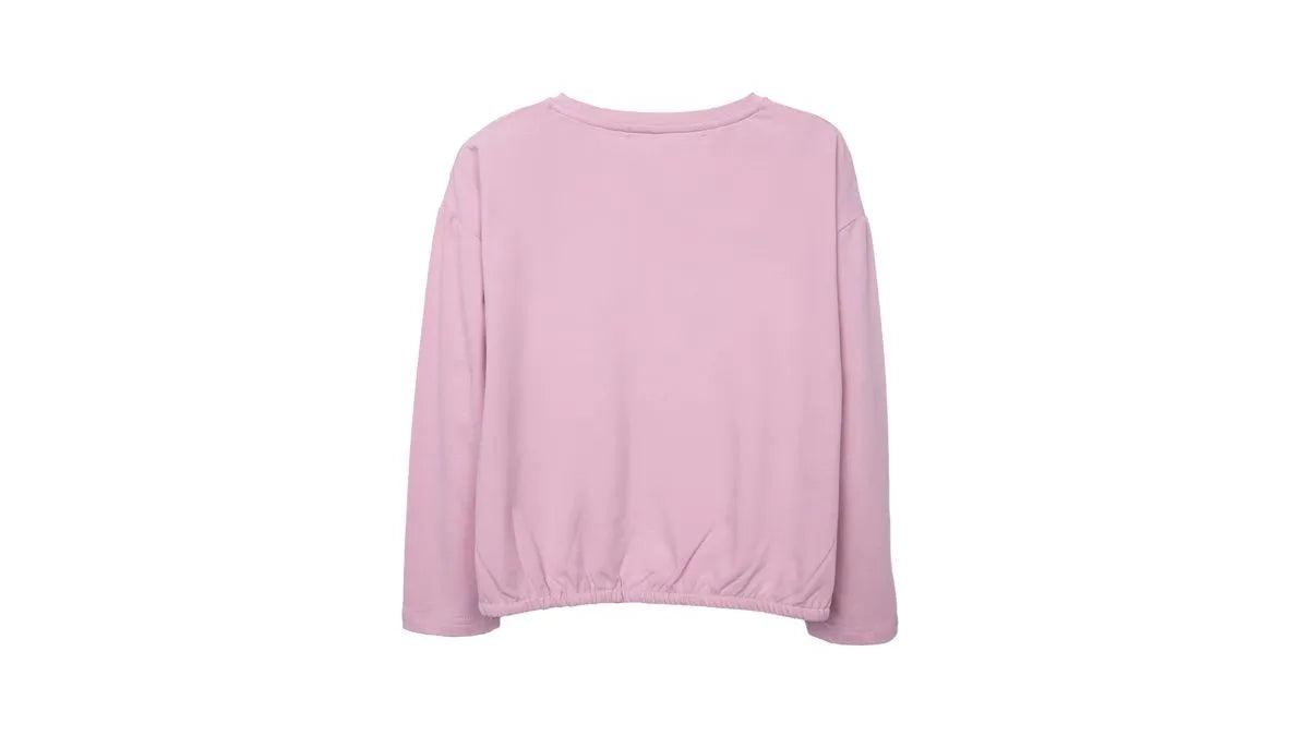 Polera Niña Manga Larga Estampado Floral Palo Rosa