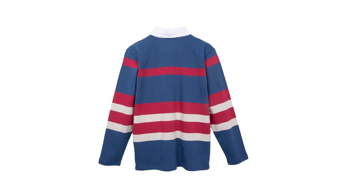 Polera Niño Manga Larga a Rayas con Cuello Camisero Azul