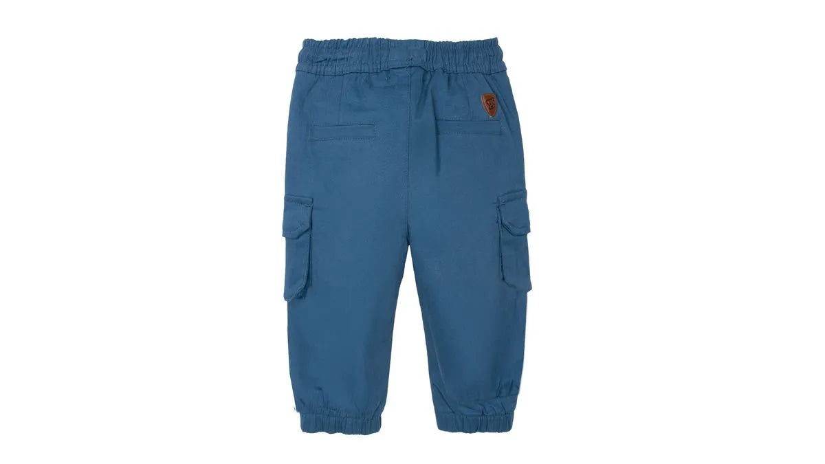 Pantalón Bebé Niño Gabardina Jogger Cargo Azul