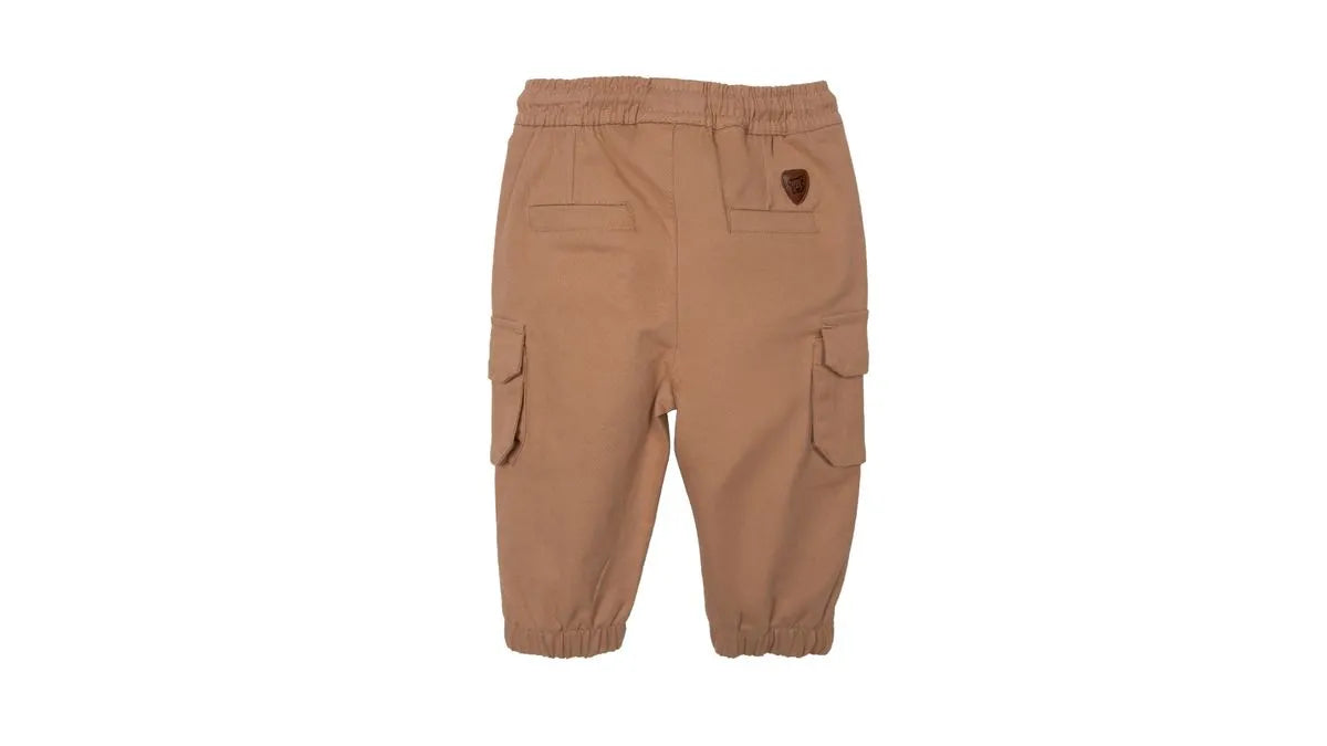 Pantalón Bebe Niño Gabardina Jogger Cargo Café