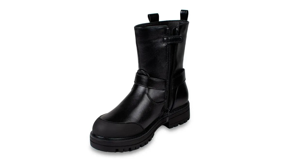 Bota Niña Biker Hebilla Negro