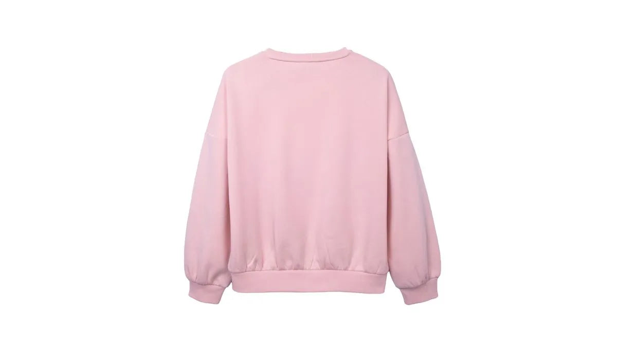 Polerón Niña Cuello Redondo con Estampado Rosado