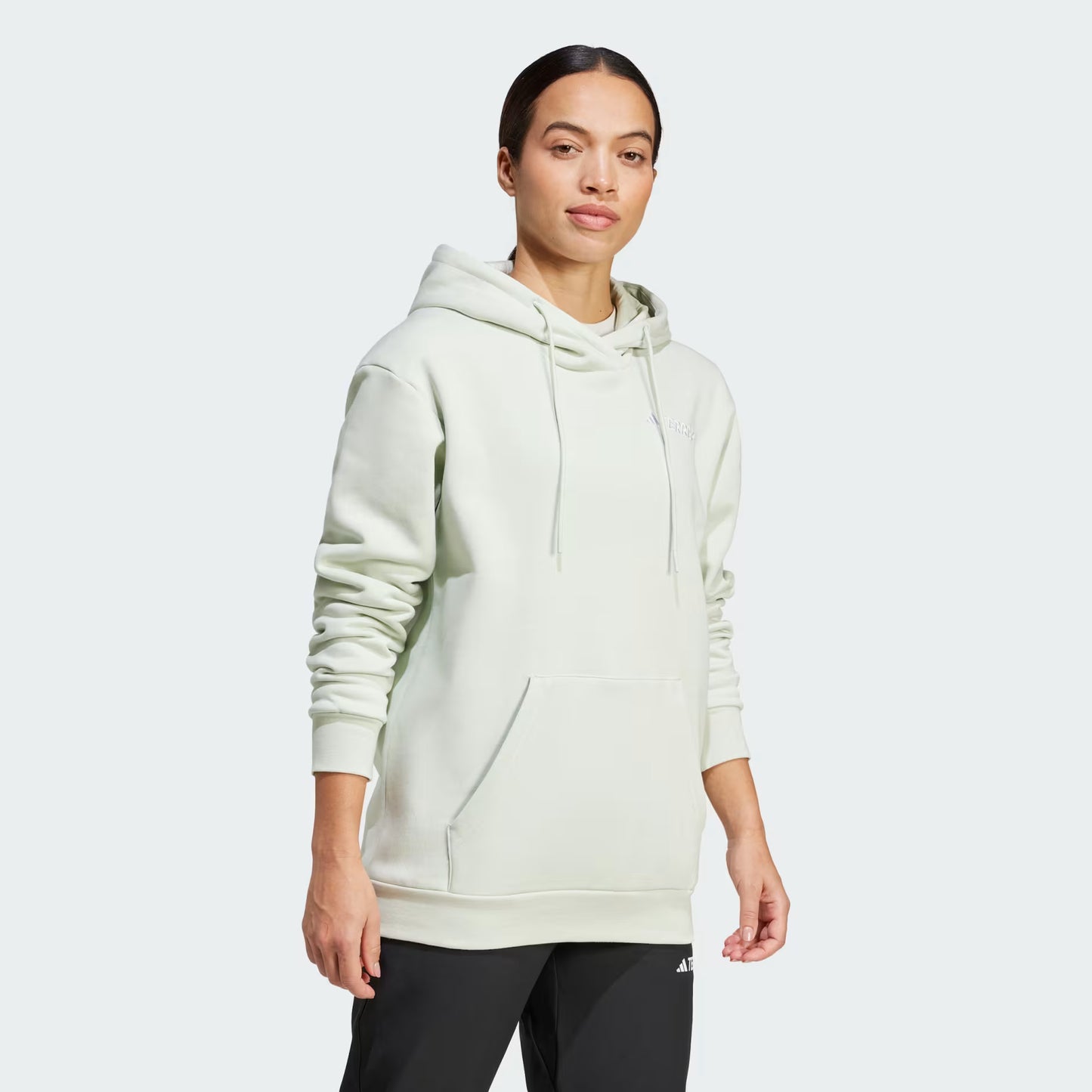 Poleron Mujer Capucha Terrex Multi Logo Pequeño Verde