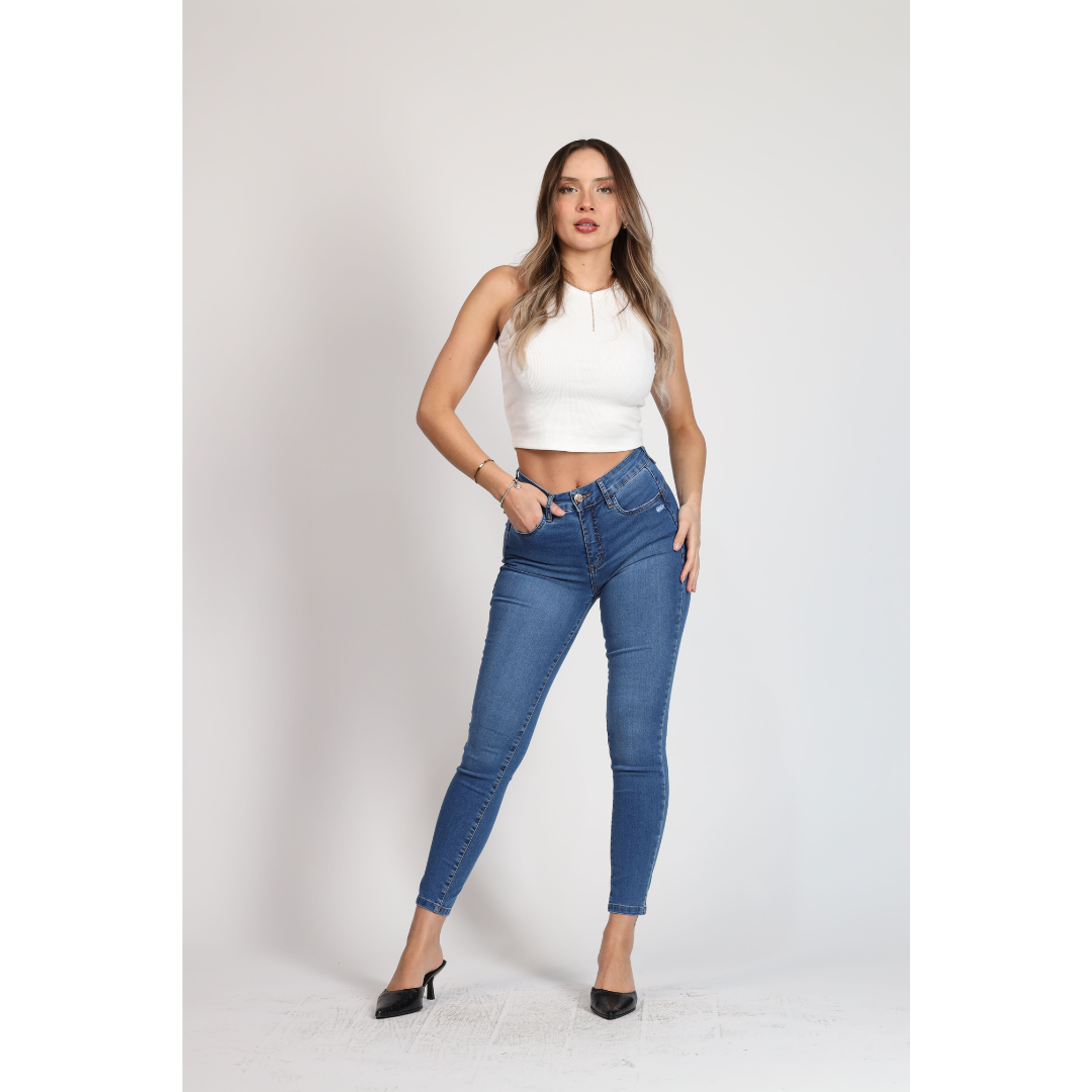 Jeans Mujer Jeans Flare De Tiro 4007 Azul