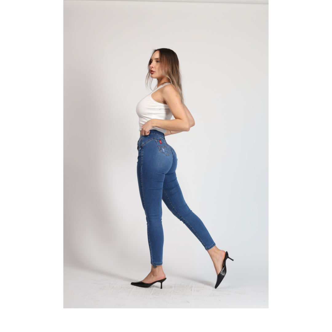 Jeans Mujer Jeans Flare De Tiro 4007 Azul