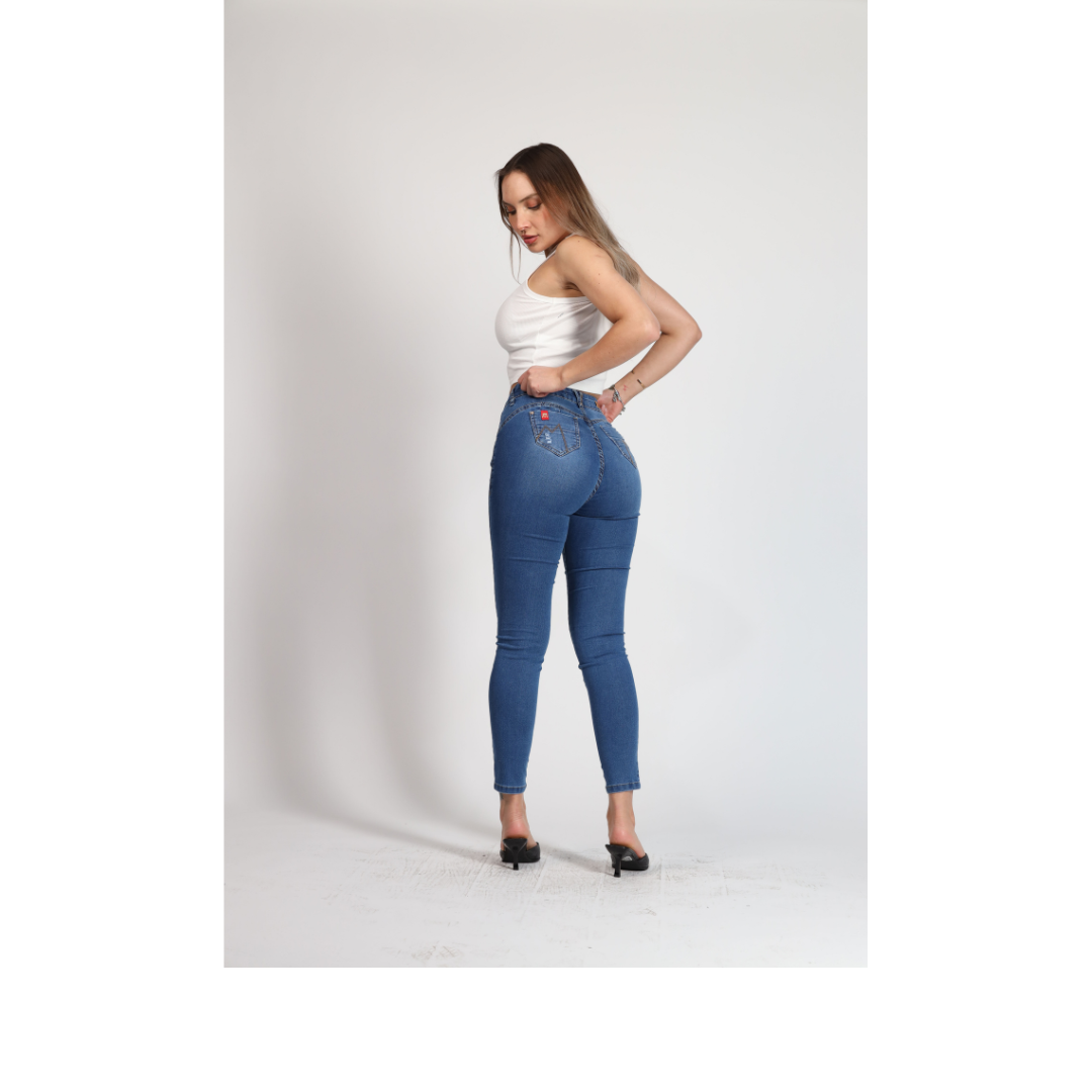Jeans Mujer Jeans Flare De Tiro 4007 Azul