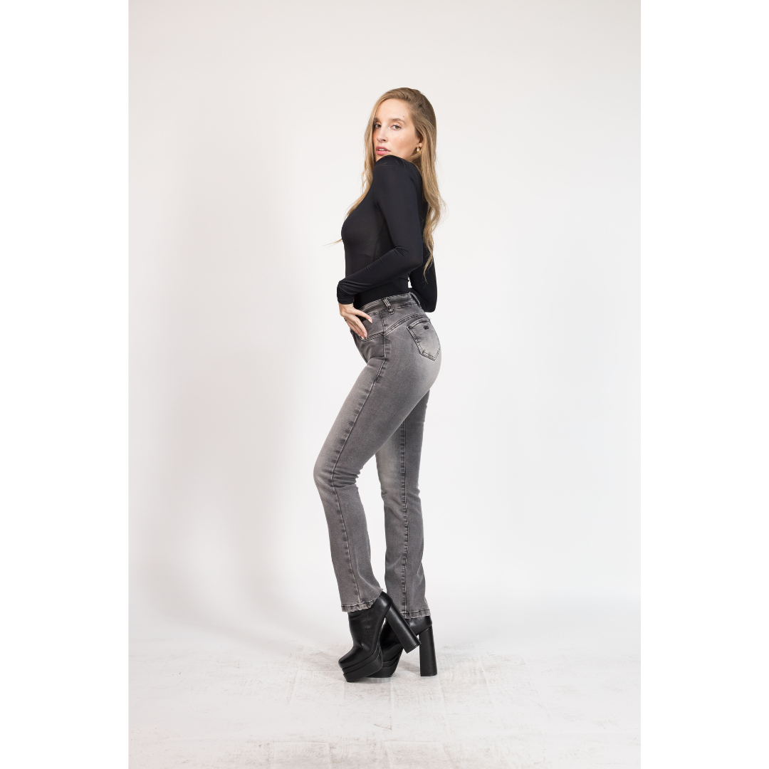 Jeans Mujer Medio Oxford Gris 3990-01