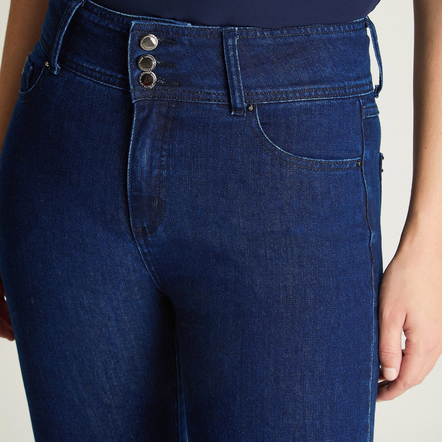 Jeans Mujer Straight Azul 3 Botones