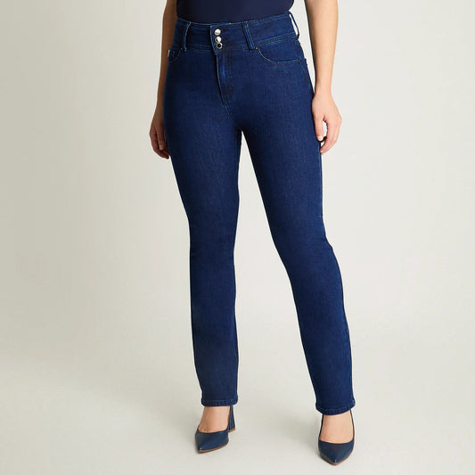 Jeans Mujer Straight Azul 3 Botones