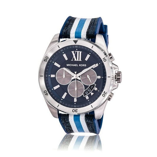 Reloj Hombre Michael Kors Brecken  PVC  Reloj MK8950v Cronógrafo Azul Y Blanco