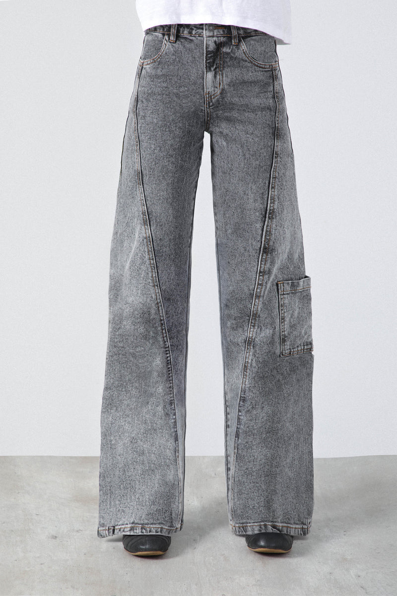Pantalón Mujer Diagonal Bolsillo Gray