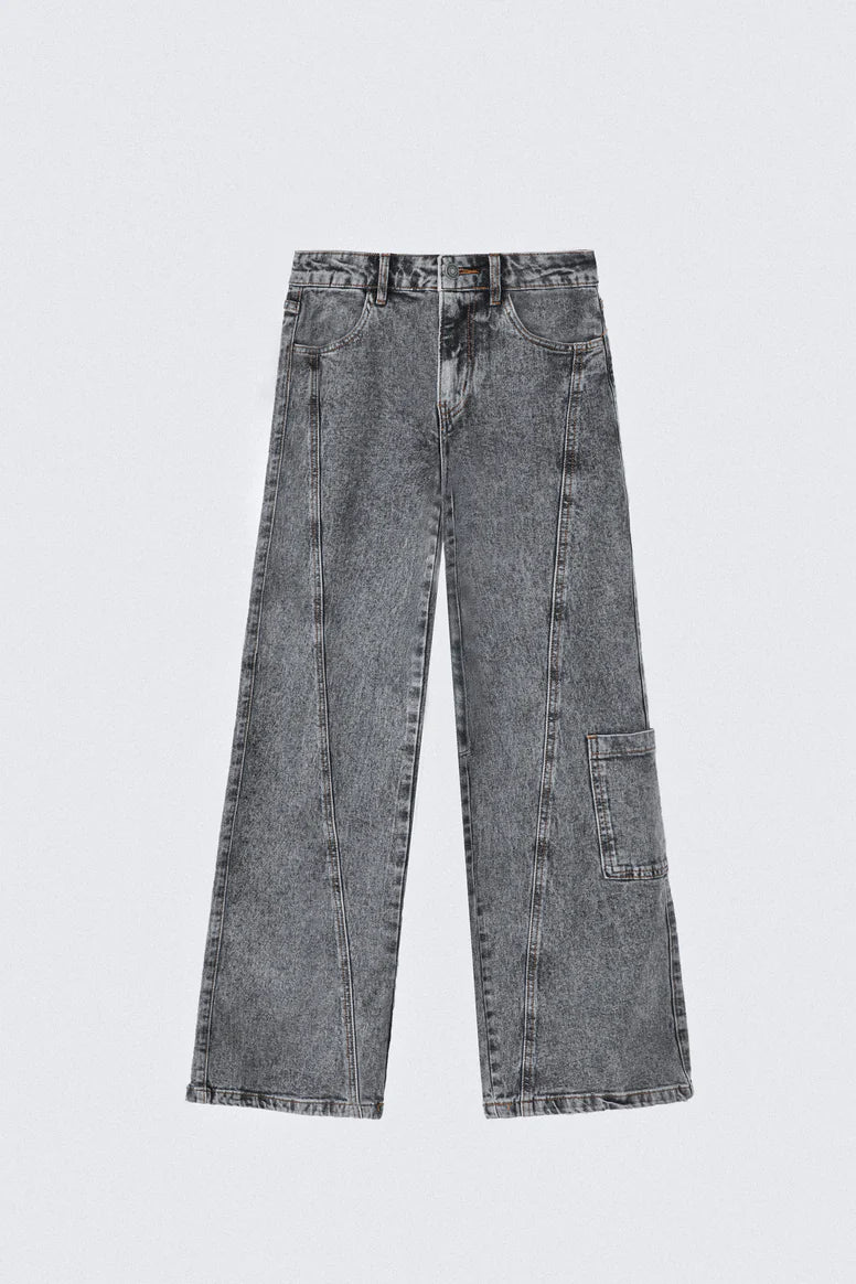 Pantalón Mujer Diagonal Bolsillo Gray