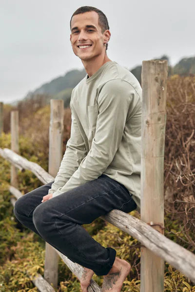 Polera hombre manga larga verde Froens