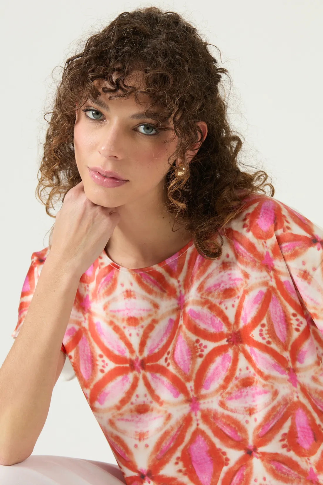 Polera Mujer Manga Corto Nudo Naranja