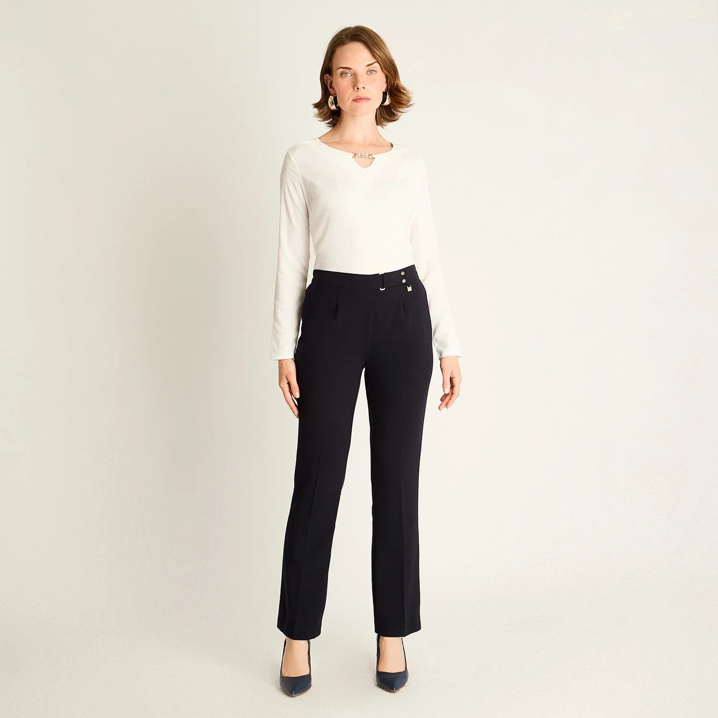 Pantalón Mujer Azul de Corte Recto